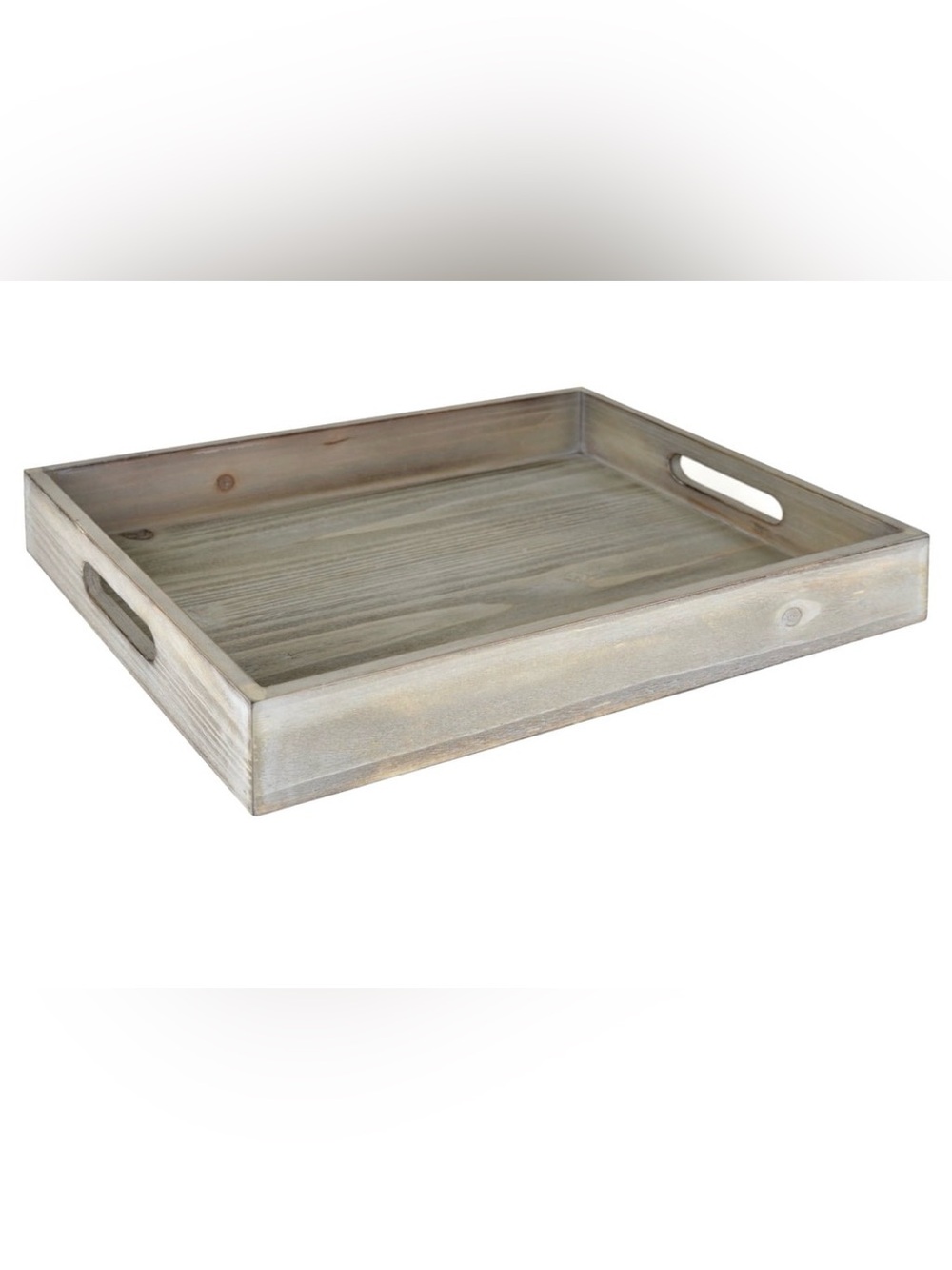 Mainstays Rectangle Wooden Tabletop Tray, Gray Wash, 16 in x 12 in x 2.5 in